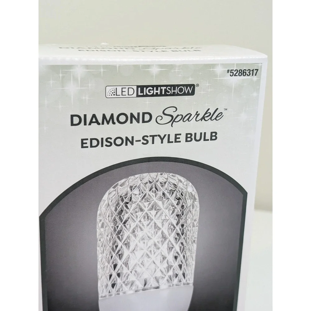 Gemmy LED Lightshow Diamond Sparkle Edison-Style Light Bulb - White - Brand NEW